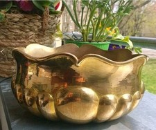 Schön Alt Blumentopf Übertopf Schüssel Messing Vintag H:11/L:22/B:16cm G:1370g