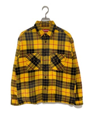 Authentic SUPREME Shirt Jacket, Check Pattern, 24fw S Yellow Men  #7932