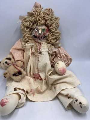 OOAK Art Plush Folk Art 20'' Doll Reborn Creepy Primitive Goldilocks & Lil Bear