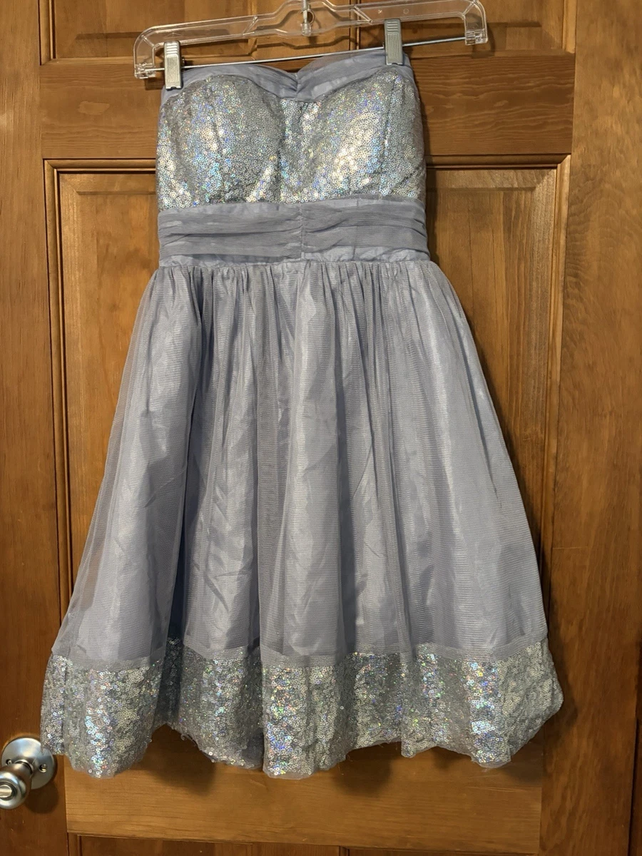 delia's party dresses Vintage 90s Delias Sequin Party Dress S Blue Lined Tulle Petticoat Zipper