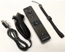 NEW Motion Plus Remote & Nunchuk Controller Set BLACK for Nintendo Wii 2-in-1