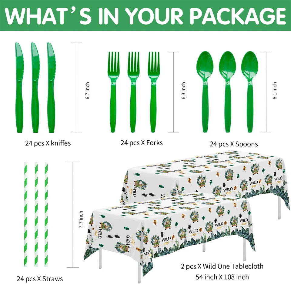 Vajilla Wild Decorations para 1ª - Safari de Animales de la Selva Primera Fiesta Suministro... Foto 3 de 4