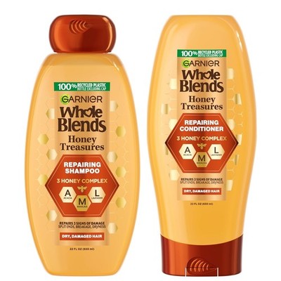 Garnier Whole Blends Honey Treasures Repairing Shampoo and Conditioner 22 Fl Oz