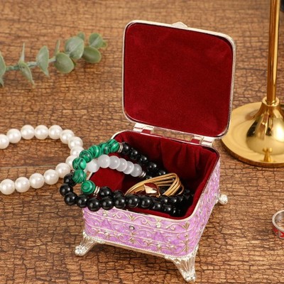 Vintage Schmuckkästchen filigran verziert Metall Schmuckkästchen Strass Bordüre