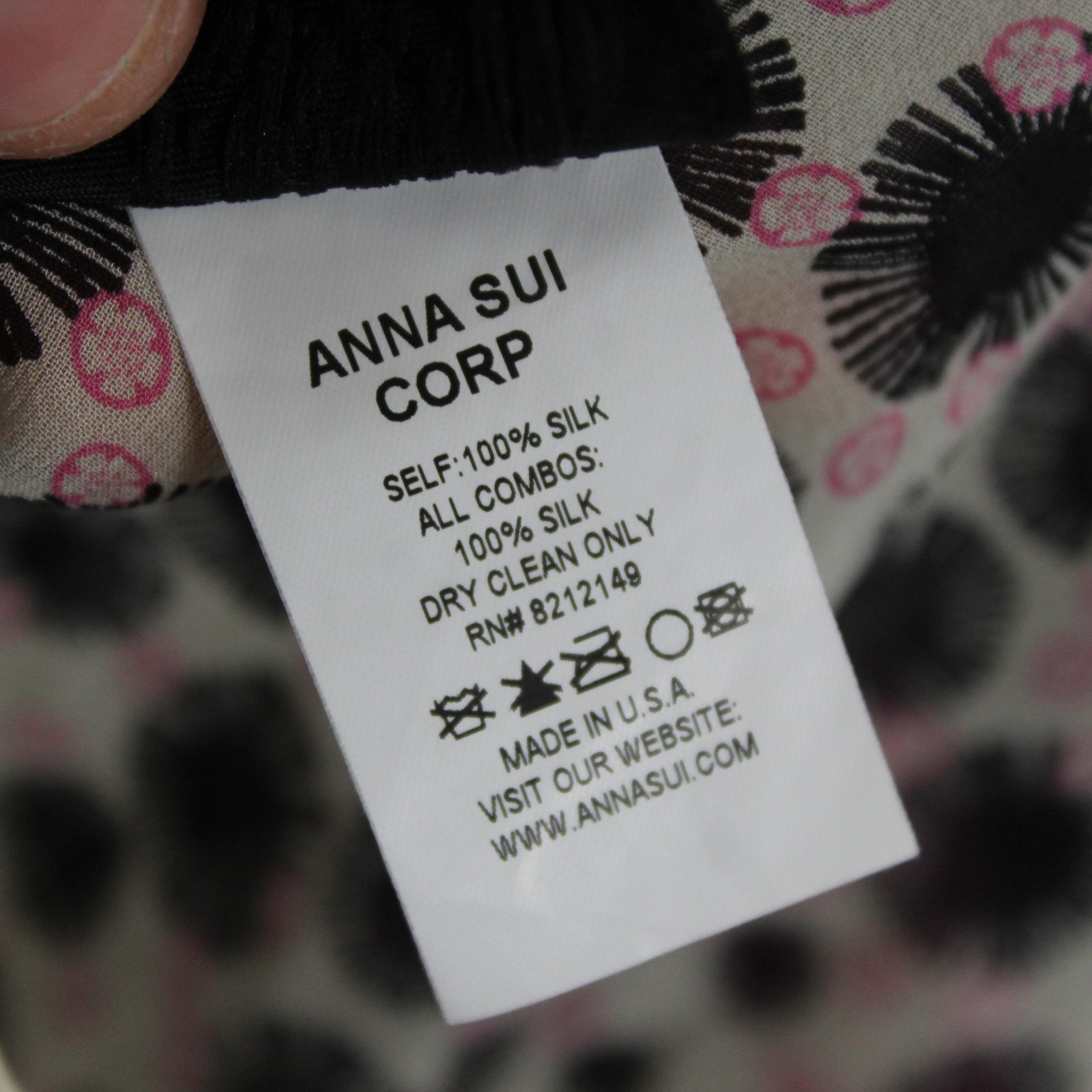 Anna Sui Dress 8 Silk V Neck Boho Multi Flare Mini Hem Feminine Artsy Romantic