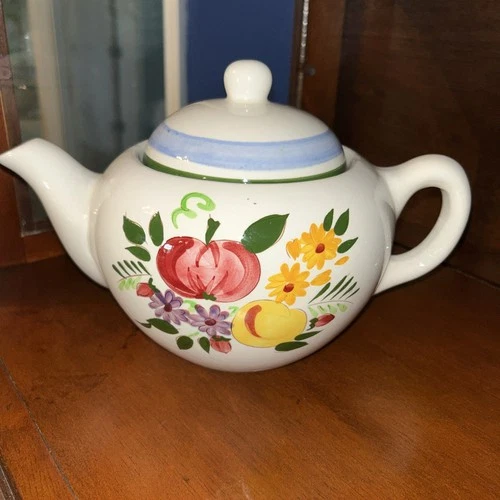 VTG Stangl Country Garden Redware Pottery Teapot With Lid Hand-Painted NJ USA