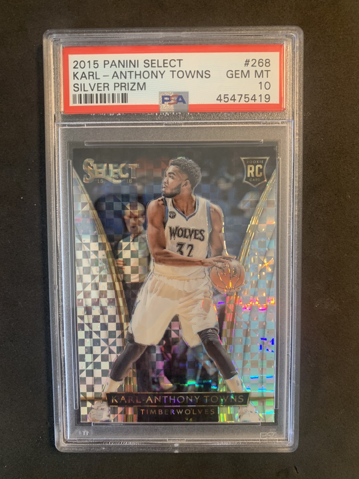 2015 Panini Select Courtside Karl Anthony Towns Silver Rookie PSA 10