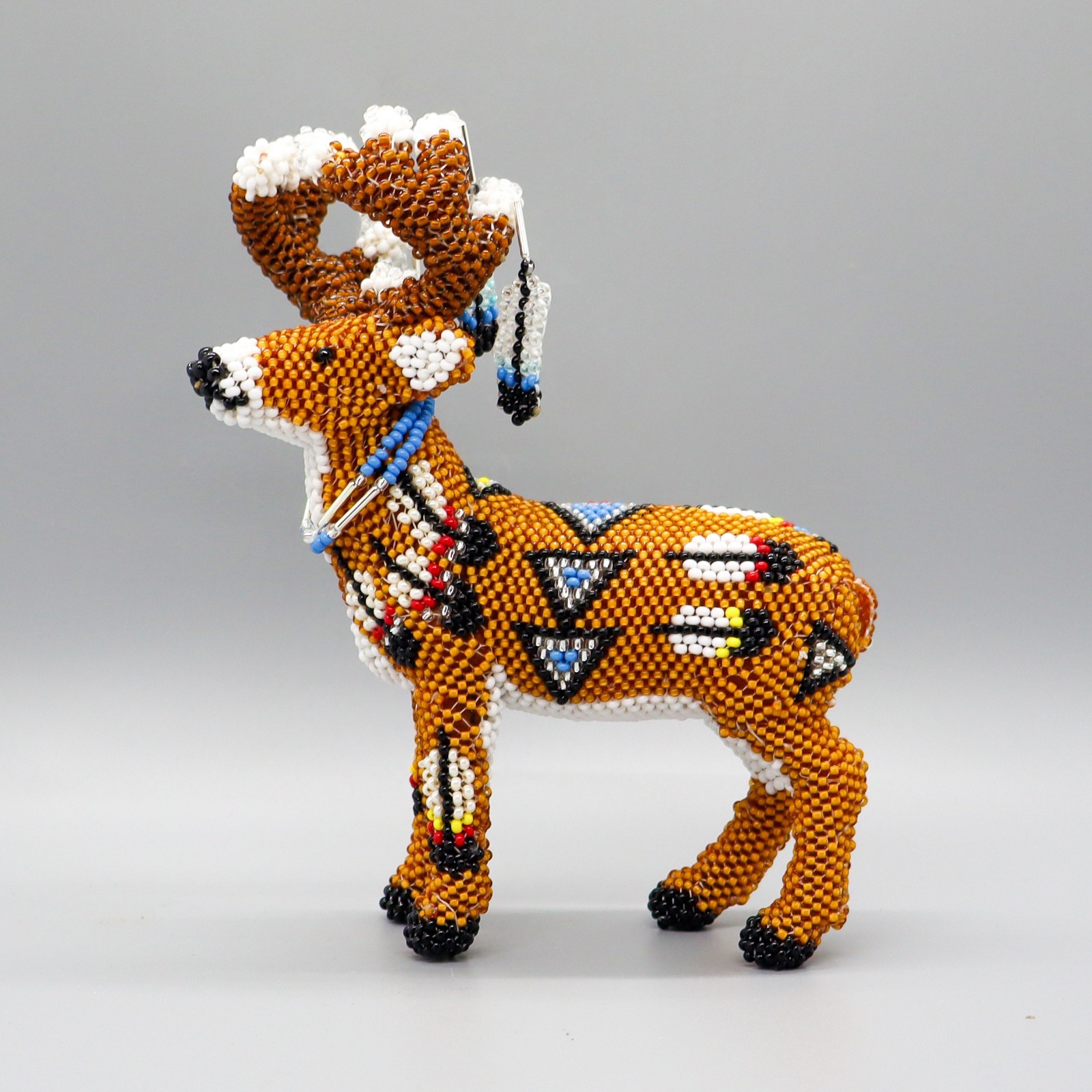 NATIVE AMERICAN BEADWORK-LARGE BEADED REINDEER by DENISE & FARON GCHACHU-ZUNI