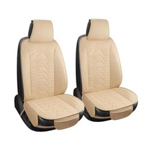 Linen car Seat Covers Breathable Cloth Fabric Seat Protector Front seat Beige