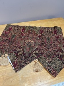 Vtg Springs Mahal tapestry valances 50" x 20" 4 point tassels Ruby & Gold