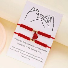 2pc Simple Lucky Red Rope Magnetic Heart Bracelet Couple Friendship Bracelets
