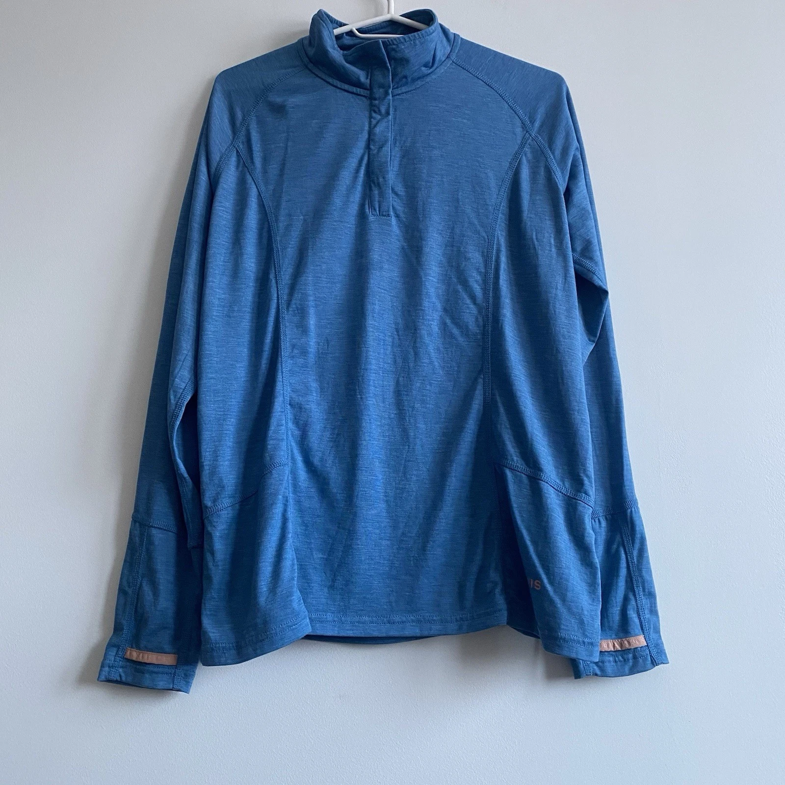 Orvis Womens Thermal Base Layer Shirt S Blue Half Zip Long Sleeve Outdoor Top