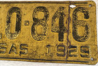 1929 Vintage Antique Kansas License Plate Yellow/Black "310-846 KANSAS 1929" — photo 3