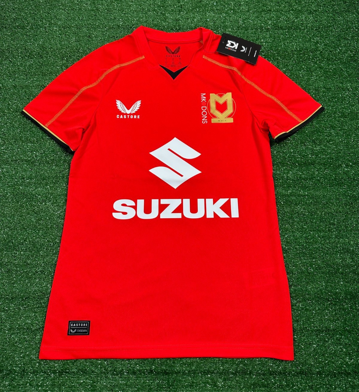 MK Dons FC Castore 2024 Red Away T-Shirt | Womens Size 8 Football Top Kit