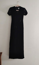 Rimini by Shaw Black Velvet Beaded V-Neck Short Sleeve Maxi Dress Size 2