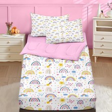 Nesker Zipper Bedding Full Colorful Cartoon Zip Up Bedding Set For Girls And