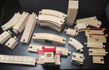 BRIO Wooden Railway Track Lot 62 Pc Switches Bridge Supports Curved Straight