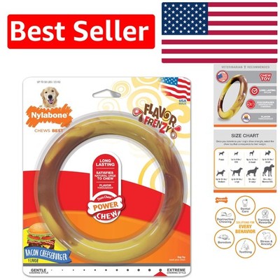Large Dog Chew Toy - Power Chew Bacon Cheeseburger Ring for Aggressive Chewers