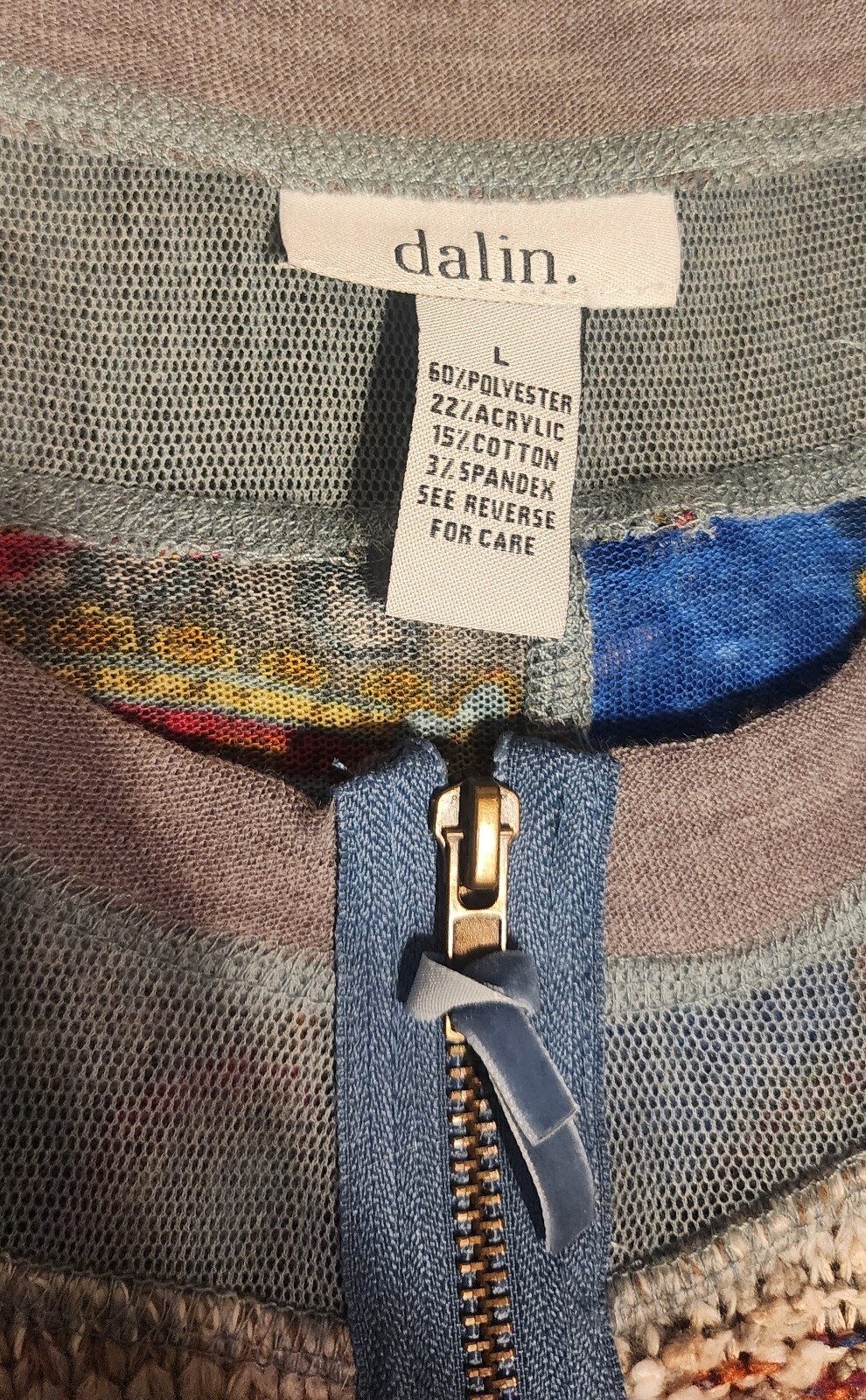 Dalin abstract patchwork sheer sleeve Boho cardig… - image 3