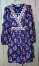 Boden Mya Cotton Bright Blue Wildflower Dress Floral Wedding Graduation Size 8R