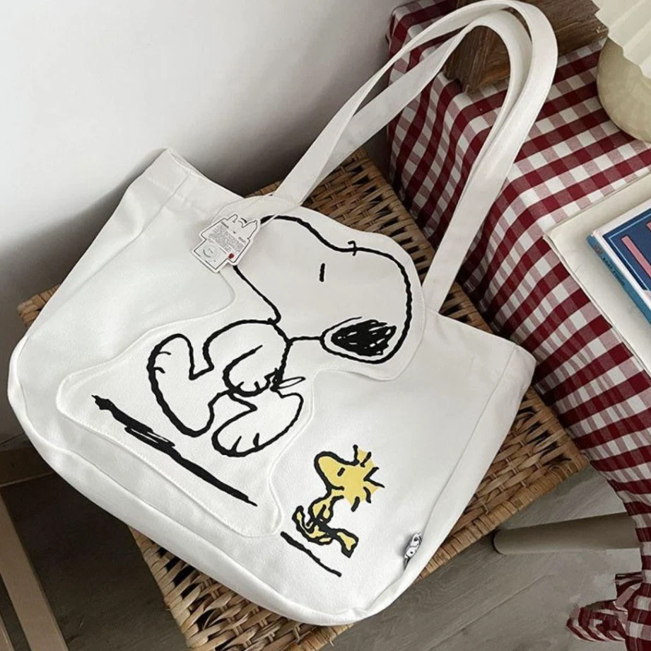 Lindo Bolso de Hombro de Lona Snoopy Bolso de Mano de Dibujos Animados Cartera de Estudiante de Gran Capacidad Foto 2 de 4