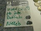 [Lot of 54] Buffalo Nickels Worn or No Date / Low Grade