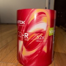 TDK CD-R 100 Pack 52X Blank Discs 700MB 80 Min Recordable Audio Data NEW