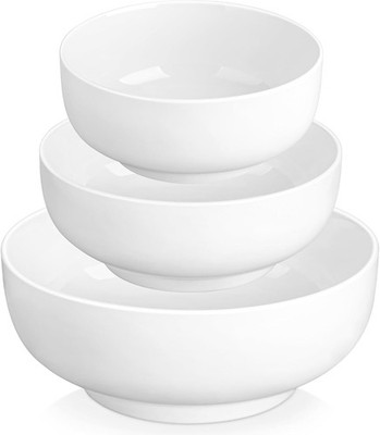 MALACASA Suppenschalen, 3er Set (3.4L, 1.8L, 0.8L) Salatschüssel aus Porzellan