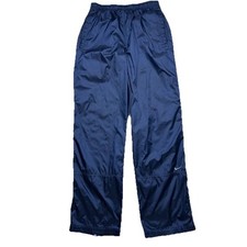 Y2K Nike Nylon Windbreaker Pants Track Navy Blue Swoosh Women's Sz M