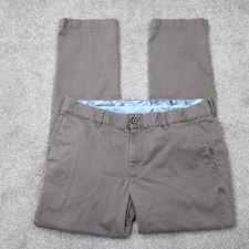 Tommy Bahama Pants Mens 34x30 Brown Flat Front Cotton/Tencel Stretch Striaght