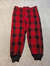 Vintage Wool Pants Mens 36x29 Red Black Plaid 50s 60s Hunting Trousers