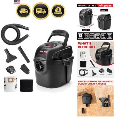2021005 1 Gallon Micro Wet/Dry Vacuum, 1.0 Peak HP, 1.25 Inch Diameter x 4 Fo...
