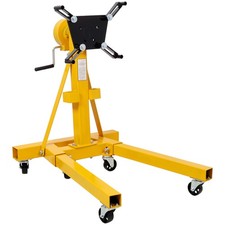 1500lb Folding Engine Stand, Geared Rotating Head, Yellow
