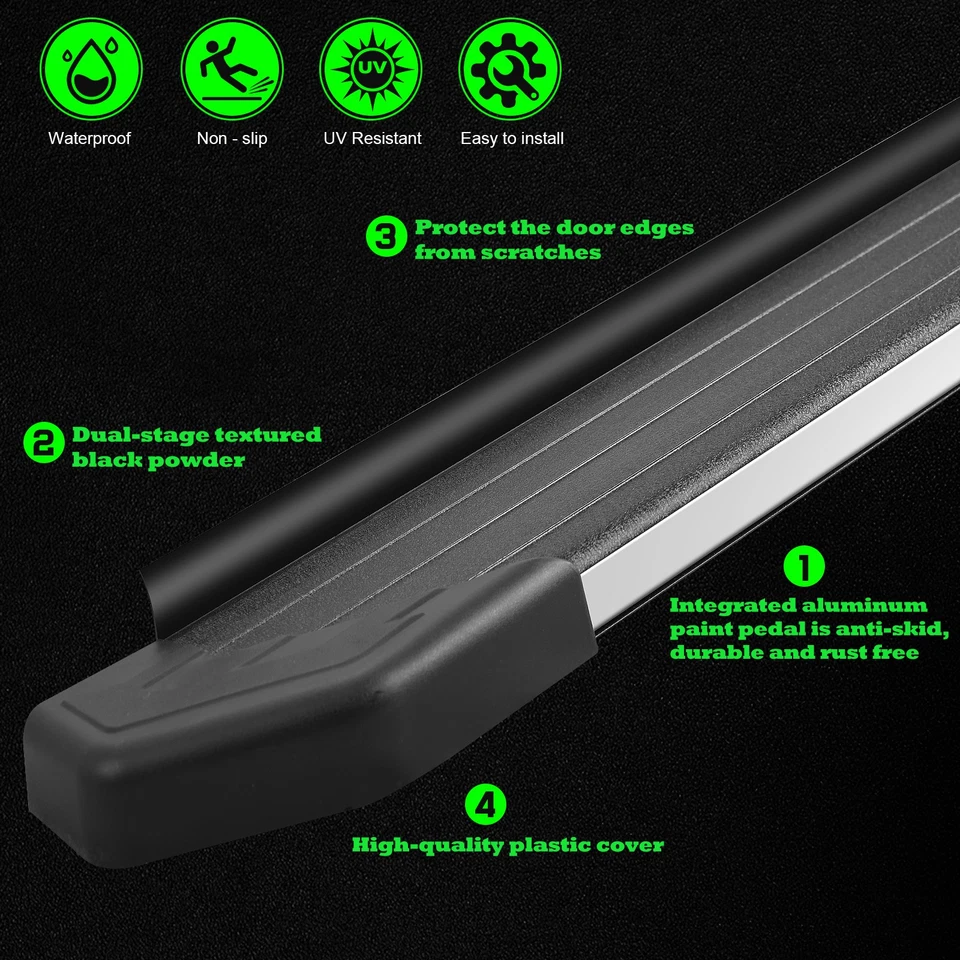 5.5" Running Boards For 09-17 Chevy Traverse/GMC Acadia Black Aluminum+SS Edge Foto 3 de 4