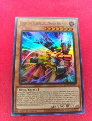 #ad Yugioh BPRO EN099 Conduction Warrior Linear Magnum Plus Minus Super Rare $3.00