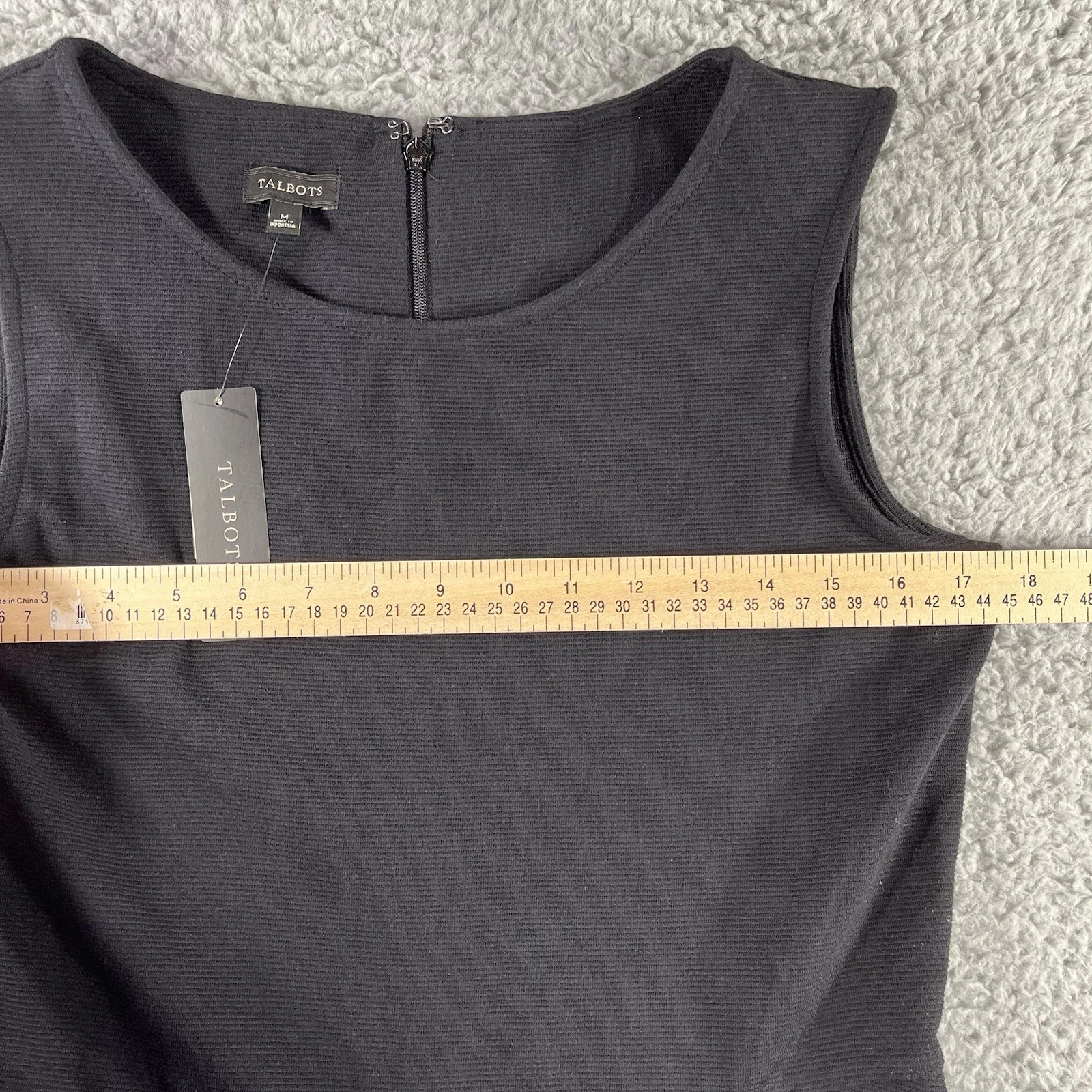 VETEMENTS TALBOTS ABITO DONNA NERO MEDIO SENZA MANICHE LINEA A NUOVO CON ETICHETTE NUOVO ZIP DIETRO ELASTICIZZATO