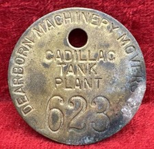 ✨ Barn Find ✨ Cadillac Tank Plant etichetta ottone 623 Dearborn Machinery Movers Co.