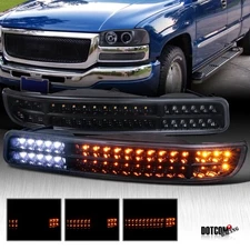 Fit 1999-2006 GMC Sierra Yukon Black/Smoke LED Sequential Signal Bumper Lamps