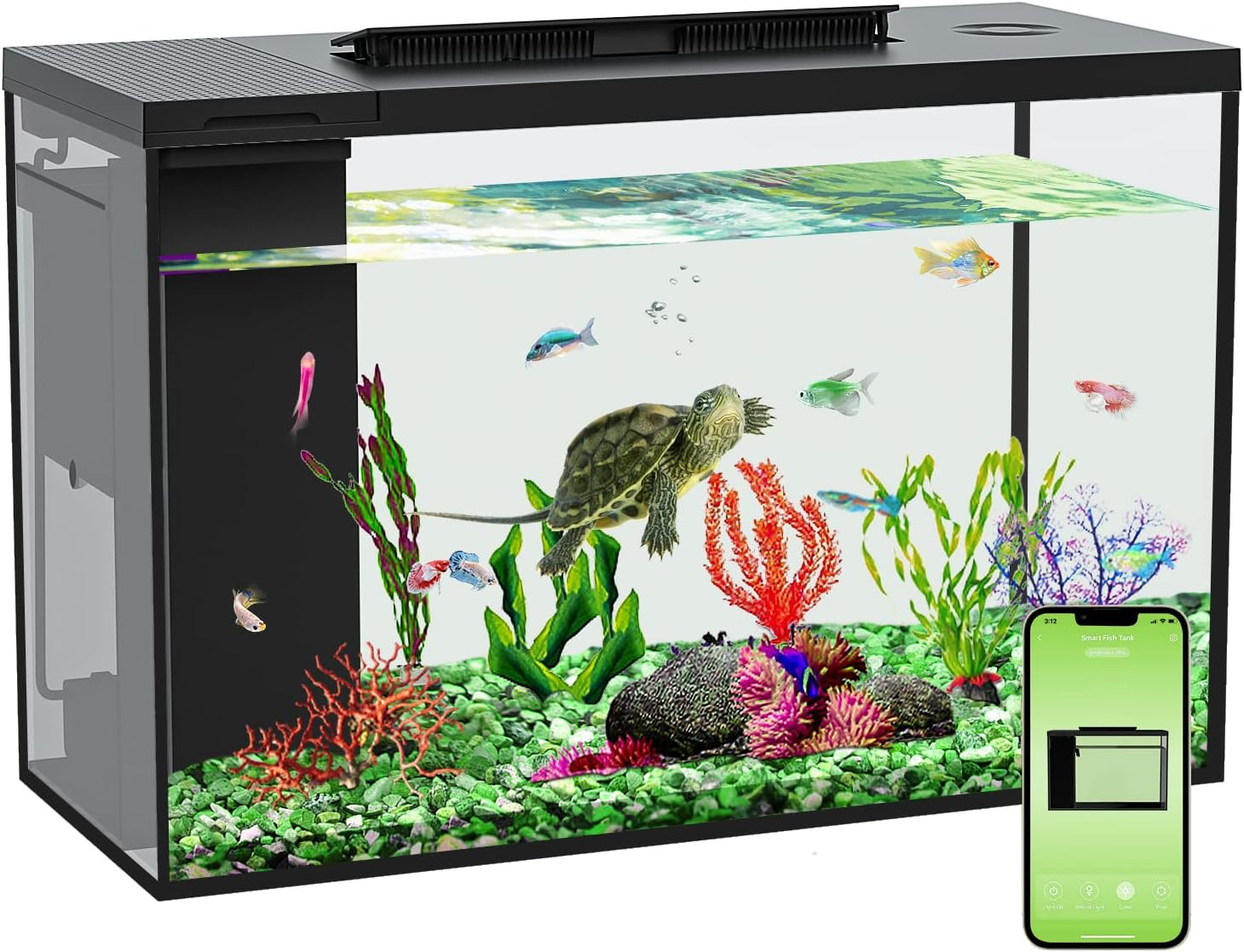 4.5 Gallon Betta Fish Tank Self Cleaning, Aquarium Kit, Small Fish Tank with Fil