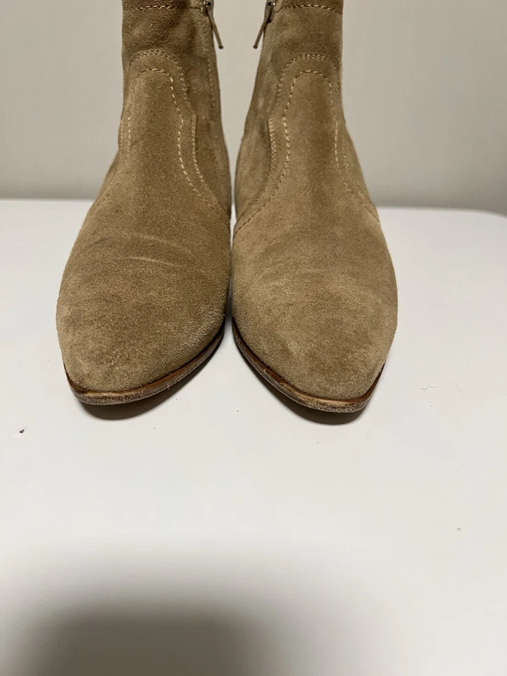 SAINT LAURENT EU 38 US 8 UK 5 Botines Vaquero Occidental Gamuza Camel Cremallera Lateral Foto 3 de 4