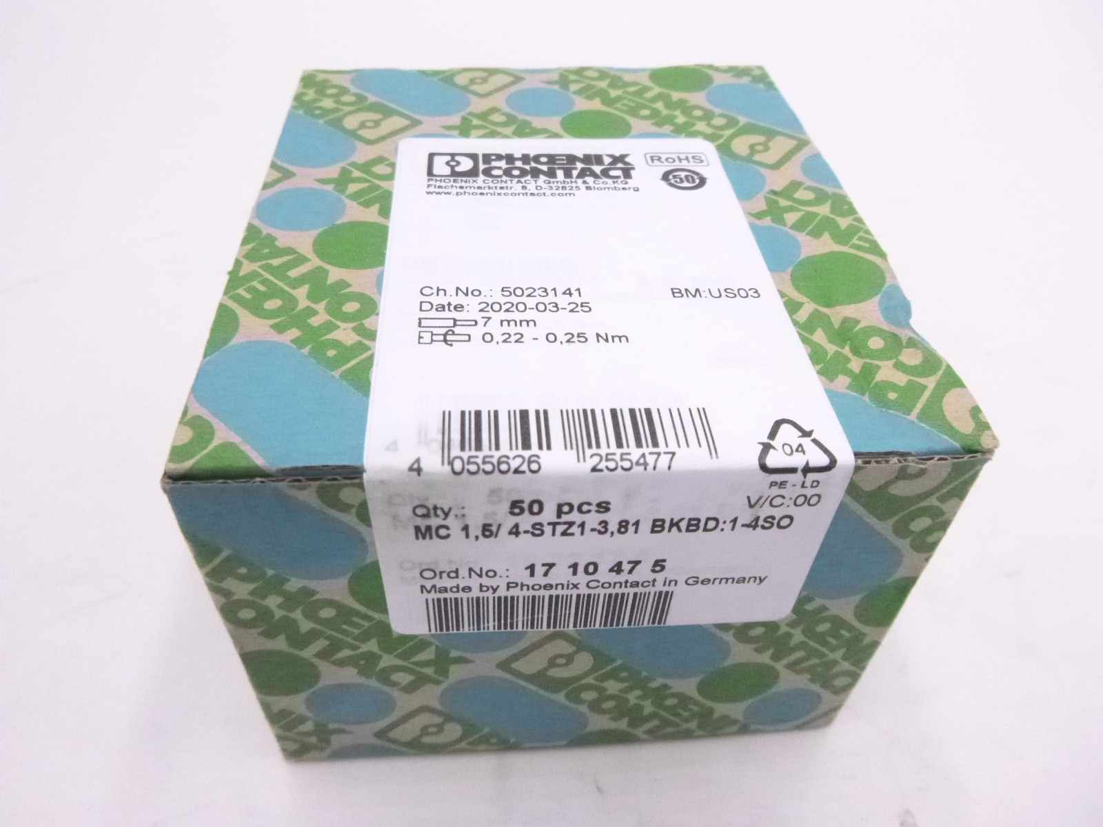 Box of 50 Phoenix Contact MC 1,5/ 4-STF-3,81 BKBD:1 Terminal Blocks 1710475