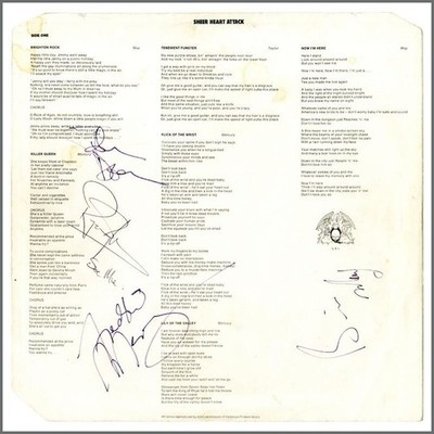 Queen Autographed Sheer Heart Attack Album 1970s (UK)