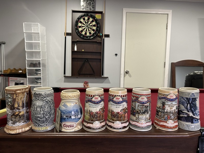 Vintage Collectible Brewery Beer Stein Lot (8 Pieces) – Coors & Miller High Life