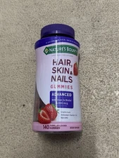 Nature's Bounty ADVANCED Hair Skin Nails Gummies, 140 count Strawberry Exp 10/26