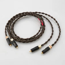 Pair 3 Strand OFC Copper RCA Cable Gold Plated Plug HiFi Audio Interconnect Cord