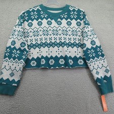 Colsie Women's Fair Isle Fleece Lounge Sweatshirt Gray Green Large MSRP: 20