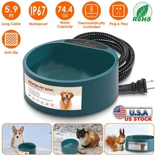 Dog Heated Water Bowl for No Freeze Water Bowl Pet w/ Chew Resistant Cord