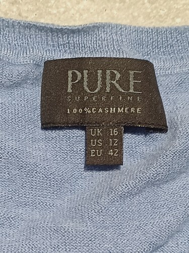 Pure Cashmere Jumper Women UK 12 Medium Blue Knit Crew Neck Short Sleeve - Bild 2 von 8