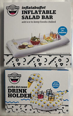 Lot Of 2 Big Mouth Pool Floats, Salad Bar And Beverage Holder, Party Perfect New