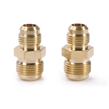 U.S. Solid 2pcs Brass Pipe Fitting Male Tube Coupler, 3/8" Flare x 1/2" Flare